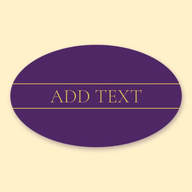 Elegant Customisable Text | Gold & Deep Purple Oval Sticker (Creator Uploaded)