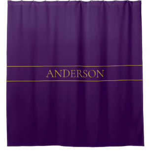 Elegant Customisable Text   Gold & Deep Purple Shower Curtain