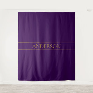 Elegant Customisable Text   Gold & Deep Purple Tapestry