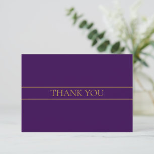 Elegant Customisable Text Gold & Deep Purple Thank You Card