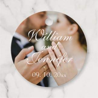 Elegant Customise Photo, Name, and Date Monogram Favour Tags