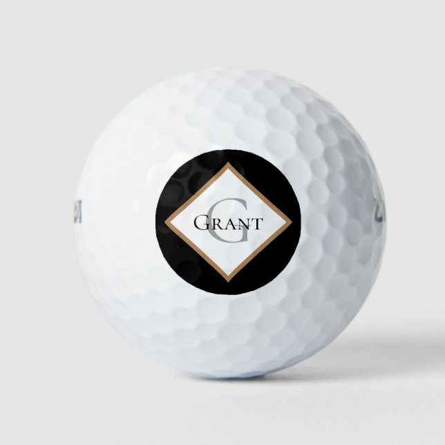 Elegant Customised Black Brown Golf Balls (Front)