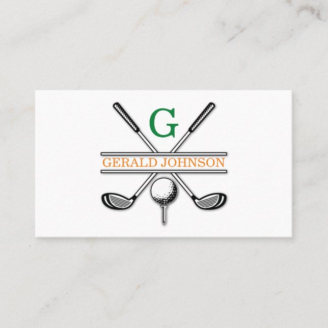 Elegant Customised Golf Monogram Design Business Card (Front)