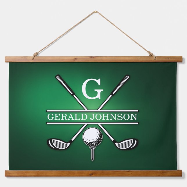 Elegant Customised Golf Monogram Design Hanging Tapestry (Front)
