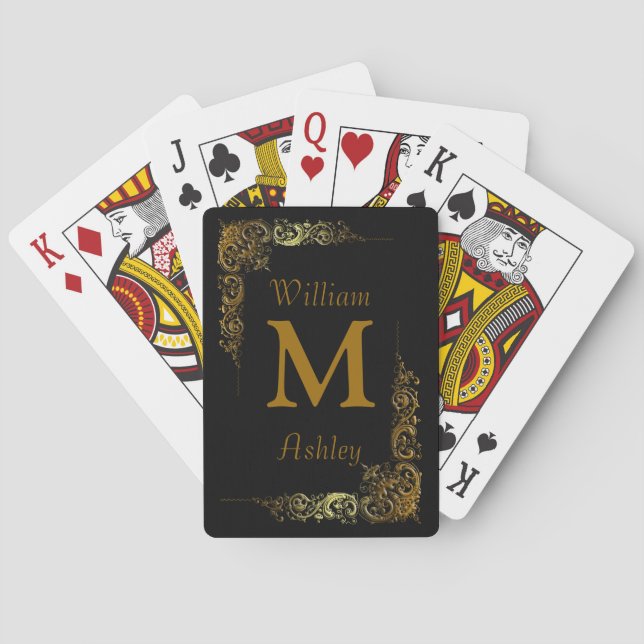 Elegant Customised Monogrammed Playing Cards (Back)