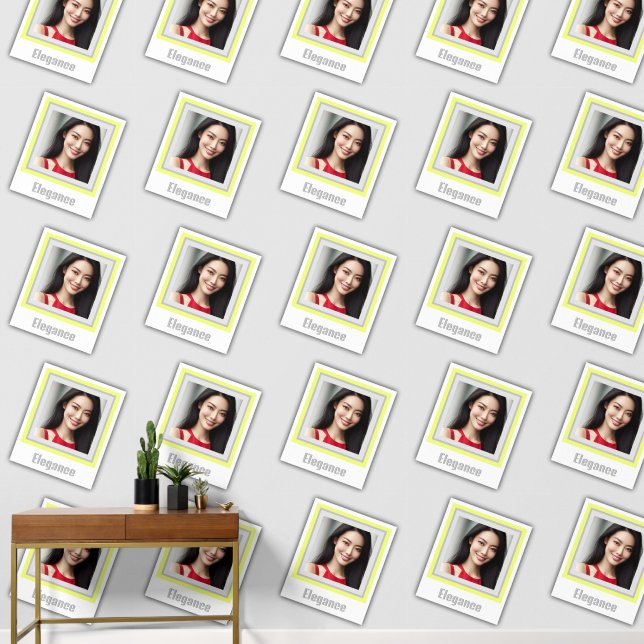 Elegant Customised Photo Lime Yellow Wallpaper (Hallway)
