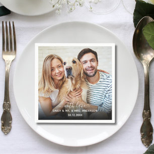 Elegant Customised Photo With Love Dog Pet Wedding Napkin