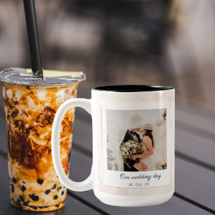 Elegant Customised Wedding Photo  Two-Tone Coffee Mug