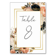 Elegant Customizable Floral Table Number Cards