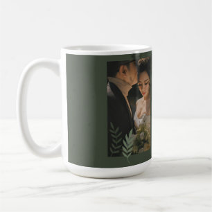 Elegant customizable olive green wedding coffee mug