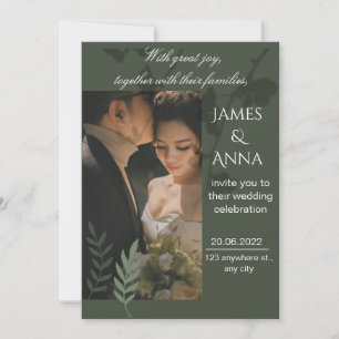 Elegant customizable olive green wedding  invitation