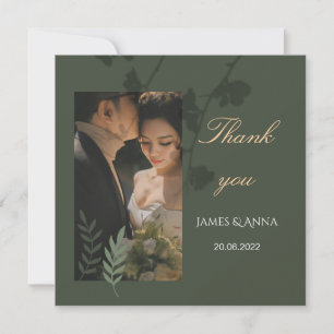 Elegant customizable olive green wedding thank you card