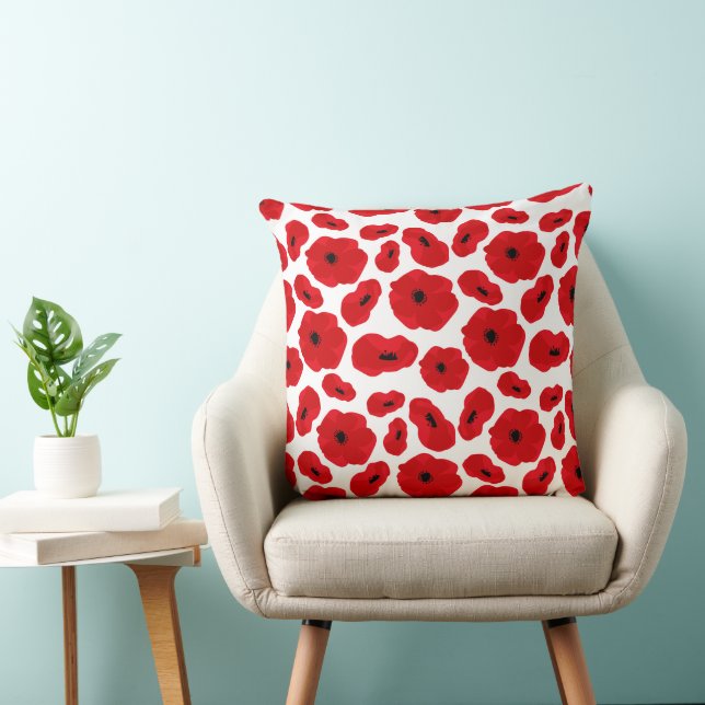 Elegant Customizable Poppy Flower Cushion (Chair)