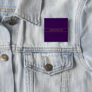 Elegant Customizable Text   Gold & Deep Purple 15 Cm Square Badge