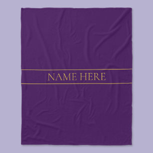 Elegant Customizable Text Gold & Deep Purple Fleece Blanket
