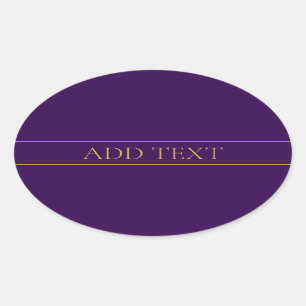 Elegant Customizable Text   Gold & Deep Purple Oval Sticker