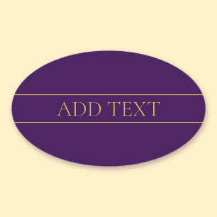Elegant Customizable Text   Gold & Deep Purple Oval Sticker