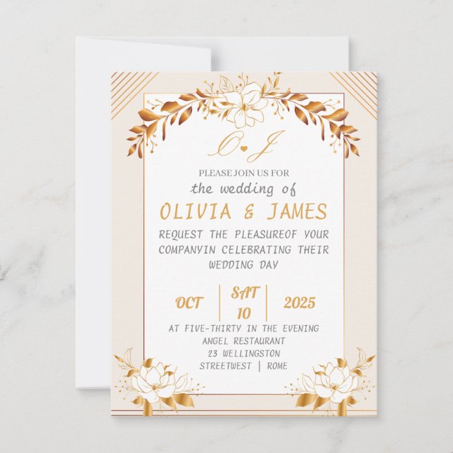 Elegant Customizable Wedding Invitation Card (Front)