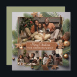 Elegant Cute 3 Photo Family Christmas Evergreen Holiday Card<br><div class="desc">An elegant modern festive evergreen Christmas holiday 3 photo family greeting card with boho rustic evergreen boughs and ornaments, in cute light terracotta and green hues. Rustic modern vibe. Replace these placeholder photos with your own holiday photos. Customise with your photos, and get it in print, as a digital download,...</div>
