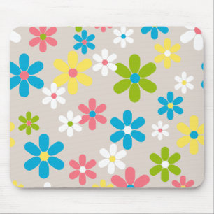 Elegant Cute Abstract Spring Daisy Floral Pattern Mouse Pad