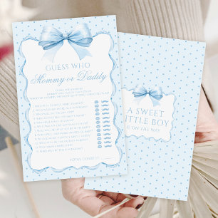Elegant cute blue bow baby boy shower games