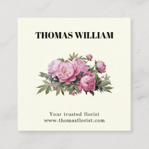 Elegant Cute blush floral boho flower bouquet Square Business Card