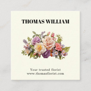 Elegant Cute blush floral boho flower bouquet Square Business Card
