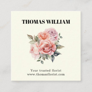 Elegant Cute blush floral boho flower bouquet Square Business Card