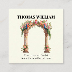 Elegant Cute blush floral boho flower bouquet Square Business Card