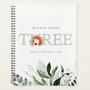 Elegant Cute Boho Lion Foliage 3rd Third Birthday Planner