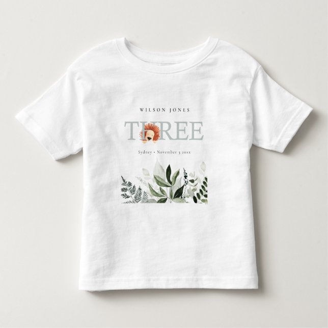 Elegant Cute Boho Lion Foliage 3rd Third Birthday Toddler T-Shirt (Front)