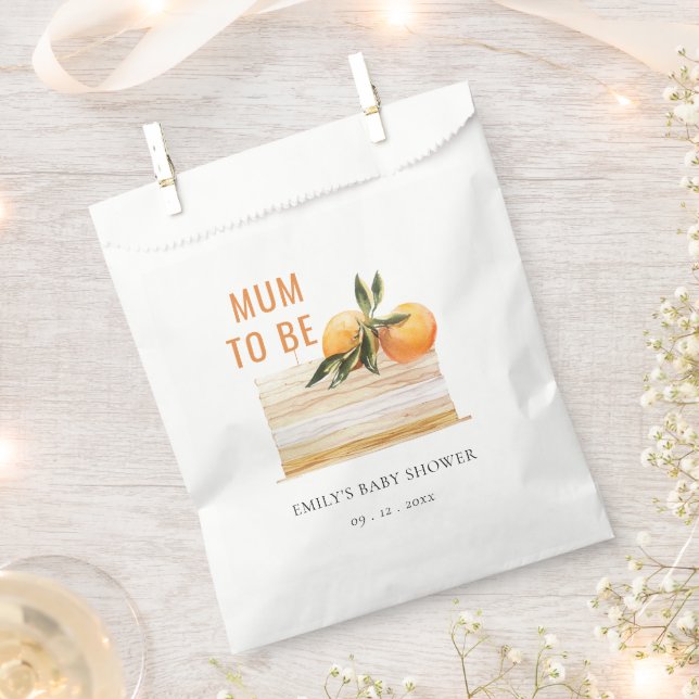 Elegant Cute Boho Orange Fruit Cake Baby Shower Favour Bags (Clipped)
