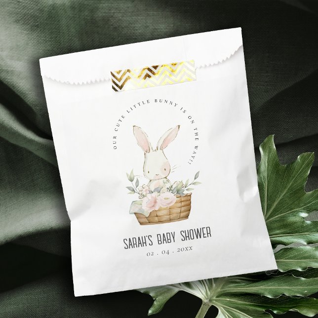 Elegant Cute Bunny In Floral Basket Baby Shower Favour Bags (Creator Uploaded)