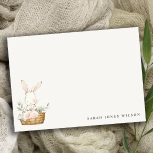 Elegant Cute Bunny In Floral Basket Kids Birthday Card