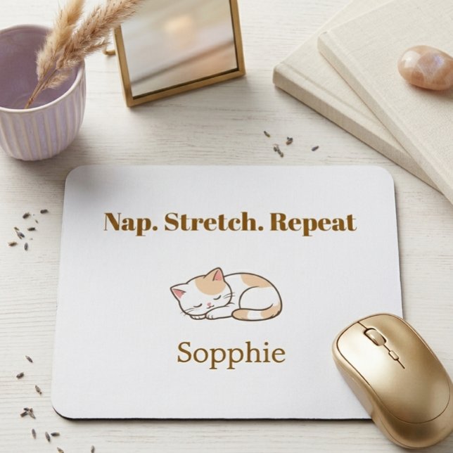 Elegant Cute Cat Lover Trendy Classy Stylish  Mouse Pad (Creator Uploaded)