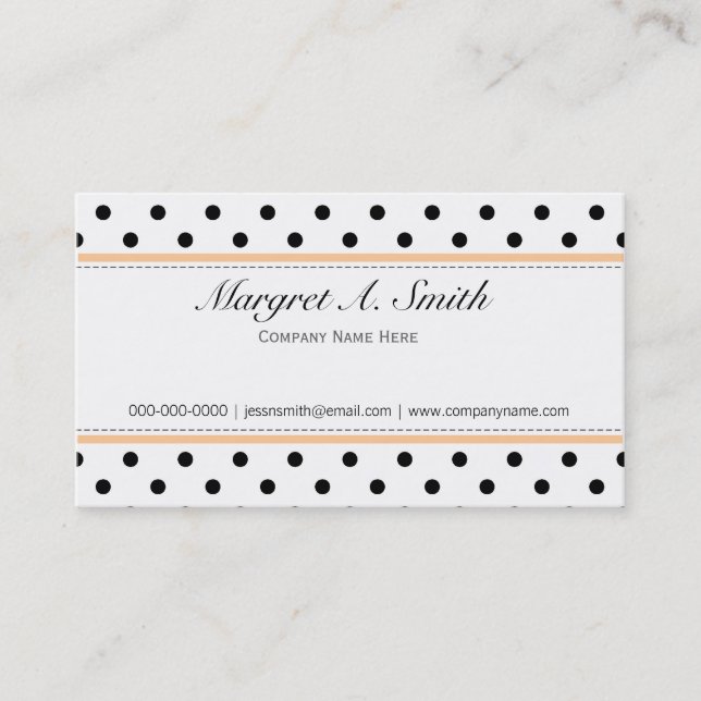 Elegant, cute,  classic B&W polka dots busines Business Card (Front)
