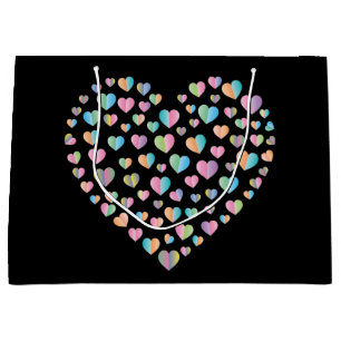 Elegant Cute Colourful Heart Pattern Design Large Gift Bag