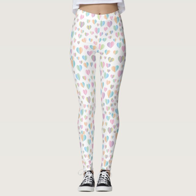 Elegant Cute Colourful Heart Pattern Design Leggings (Front)