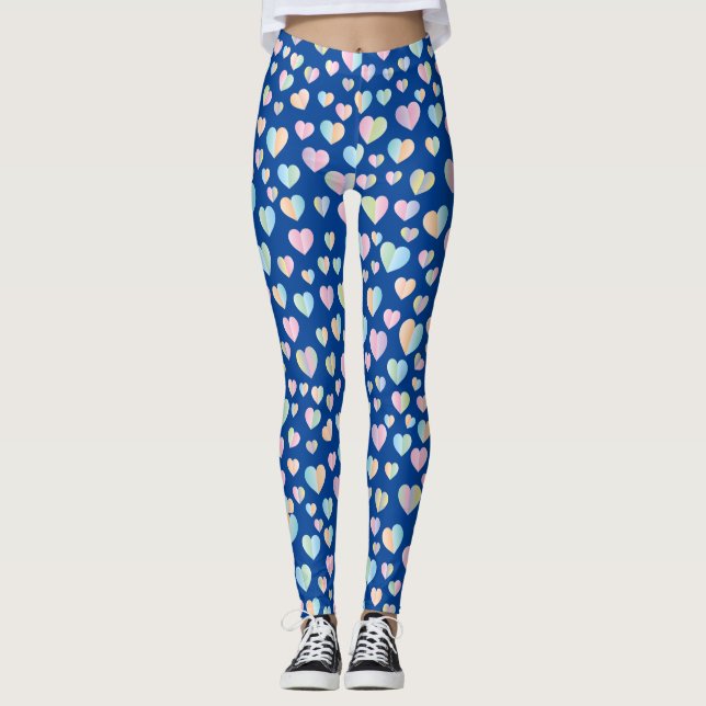 Elegant Cute Colourful Heart Pattern Design Leggings (Front)
