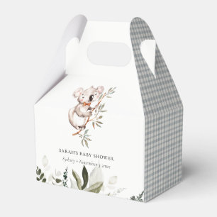 Elegant Cute Cuddly Koala Foliage Baby Shower Favour Box
