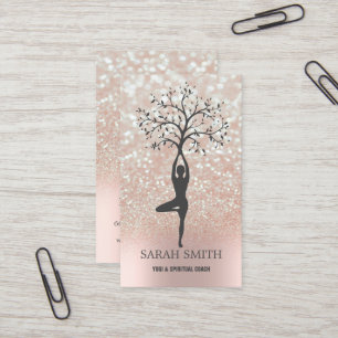 Elegant Cute Elegant Bokeh Diamonds Yoga Business Card