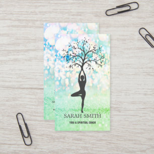 Elegant Cute Elegant Bokeh Diamonds Yoga Business Card
