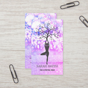Elegant Cute Elegant Bokeh Diamonds Yoga   Business Card