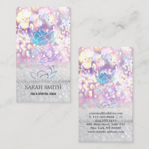 Elegant Cute Elegant Bokeh  holographic Lotus Business Card