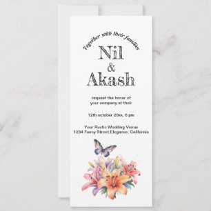 Elegant Cute Floral & Butterfly Design Invitation