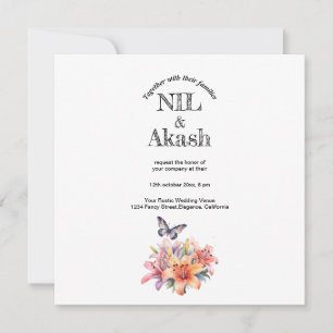 Elegant Cute Floral & Butterfly Design Thank You Card