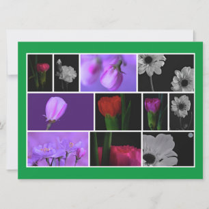 Elegant, Cute Flowers Photo Collage on Kelly Green