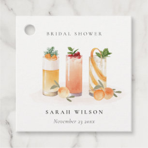 Elegant Cute Fruit Cocktail Orange Bridal Shower Favour Tags
