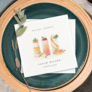Elegant Cute Fruit Cocktail Orange Bridal Shower Napkin