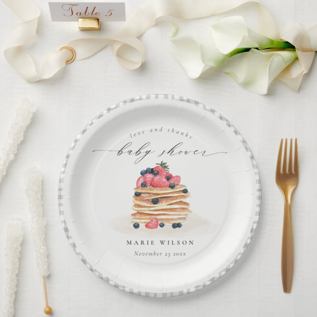 Elegant Cute Fruit Pancake Watercolor Baby Shower Paper Plate (Wedding)